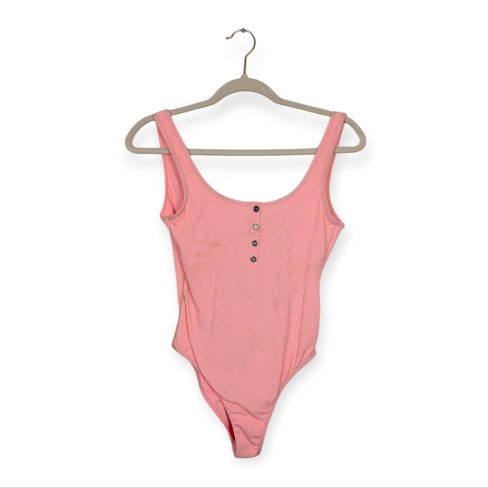 NWT L*Space Pink Float On Ribbed Button Front One Piece Swimsuit Size S